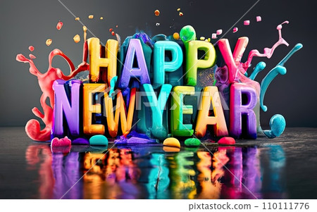 Happy New Year text  110111776