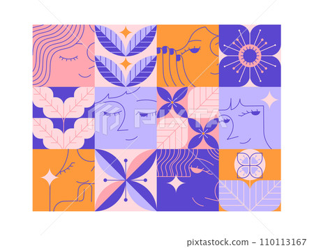 Women, flowers, romantic mood pattern 110113167