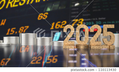 The gold number 2025 for Business concept 3d rendering. The gold number 2025 for Business concept 3d rendering. 110113430
