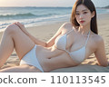 穿著白色比基尼的女人 110113545