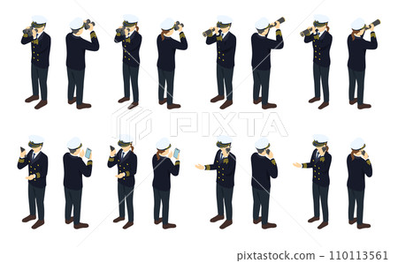 Isometric illustration: Sailor winter clothes 3 110113561