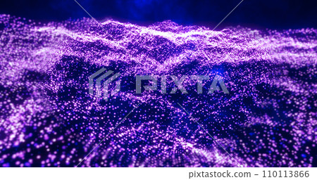 Purple waves from energy particles magical glowing high tech futuristic light dots abstract background Purple waves from energy particles magical glowing high tech futuristic light dots abstract background 110113866