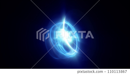 Abstract blue rings spheres from energy magic waves of smoke circles and glowing lines on a black background Abstract blue rings spheres from energy magic waves of smoke circles and glowing lines on a black background 110113867