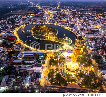 Aerial view of Roi Et Tower in Thailand Aerial view of Roi Et Tower in Thailand 110114445