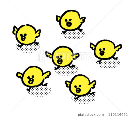 A parent and child of round and cute chickens A parent and child of round and cute chickens 110114451