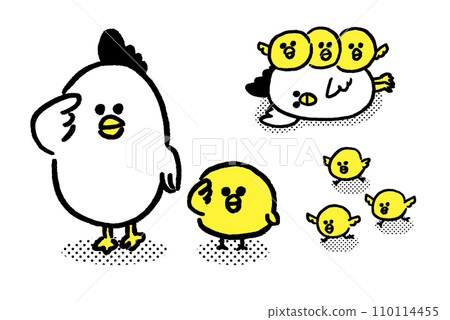 圓圓可愛的小雞的父母和孩子 110114455