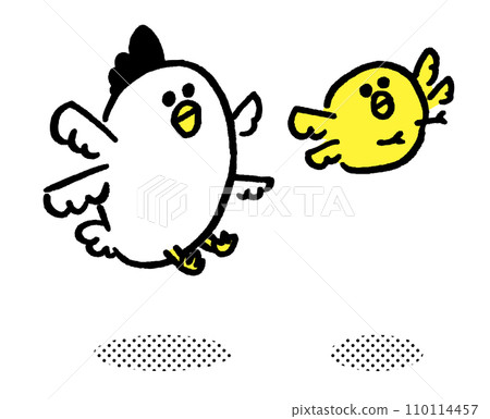 A parent and child of round and cute chickens A parent and child of round and cute chickens 110114457