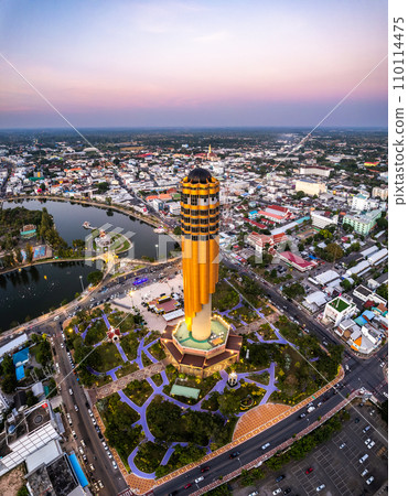 Aerial view of Roi Et Tower in Thailand 110114475