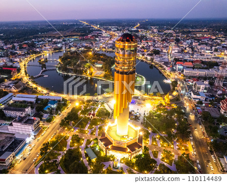 Aerial view of Roi Et Tower in Thailand 110114489