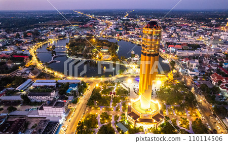 Aerial view of Roi Et Tower in Thailand 110114506