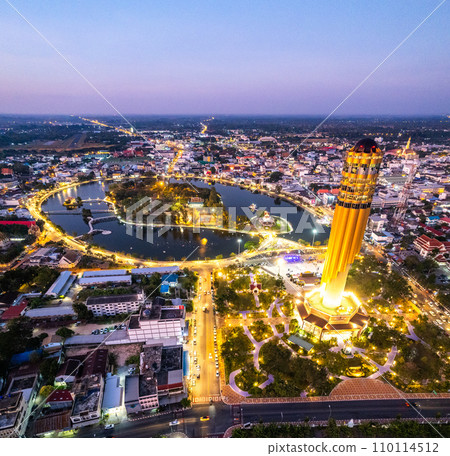 Aerial view of Roi Et Tower in Thailand Aerial view of Roi Et Tower in Thailand 110114512