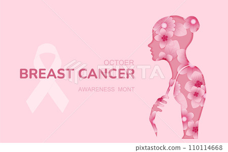 Breast cancer awareness month banner, with pink ribbon symbol. health care concept Breast cancer awareness month banner, with pink ribbon symbol. health care concept 110114668