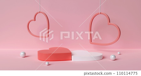 Abstract mock up scene. geometry podium shape for display product, present and advertising. valentine heart love wedding concept. 3D rendering illustration 110114775