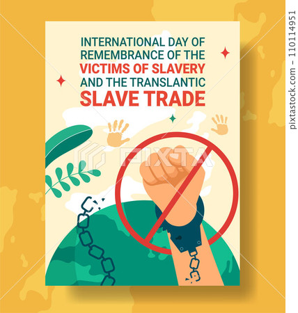 Remembrance of the Victims of Slavery and the Transatlantic Slave Trade Day Vertical Poster Flat Cartoon Hand Drawn Templates Background Illustration 110114951