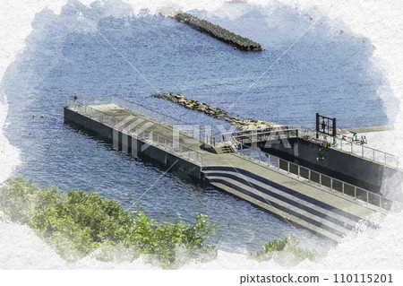 水彩風格小濱海濱公園翼台 小濱市,福井縣 水彩風格小濱海濱公園翼台 小濱市,福井縣 110115201