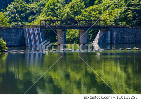 群馬縣安中市的春天、綠意盎然的 Abt 道路、碓冰湖 110115253
