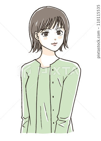 穿著綠色羊毛衫的時尚女人的插圖 穿著綠色羊毛衫的時尚女人的插圖 110115535