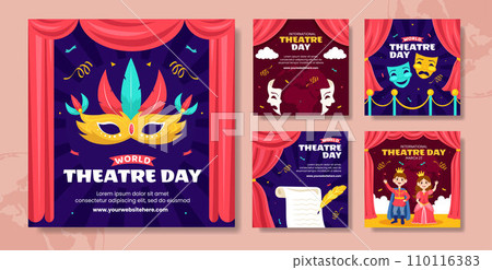 Theatre Day Social Media Post Flat Cartoon Hand Drawn Templates Background Illustration Theatre Day Social Media Post Flat Cartoon Hand Drawn Templates Background Illustration 110116383