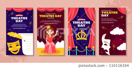 Theatre Day Social Media Stories Flat Cartoon Hand Drawn Templates Background Illustration Theatre Day Social Media Stories Flat Cartoon Hand Drawn Templates Background Illustration 110116384