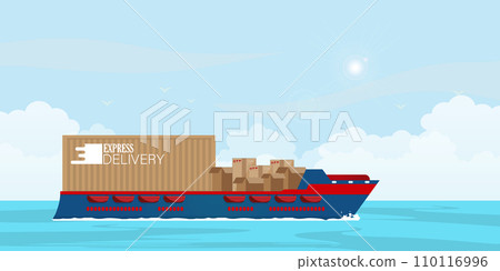 Cargo container ship futuristic global logistics international delivery. Cargo container ship futuristic global logistics international delivery. 110116996