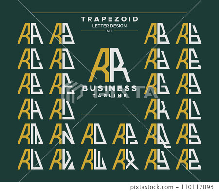 Set of geometric trapezoid shape letter R RR logo design Set of geometric trapezoid shape letter R RR logo design 110117093
