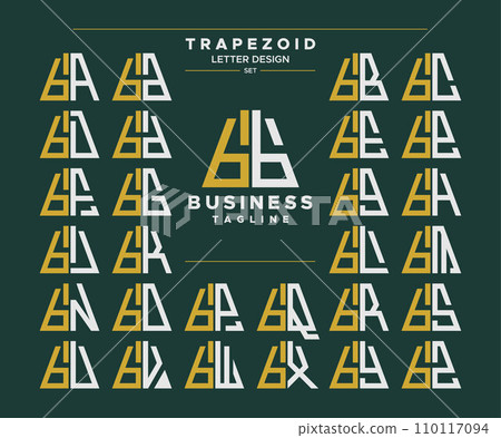 Set of geometric trapezoid shape lowercase letter B BB logo design Set of geometric trapezoid shape lowercase letter B BB logo design 110117094
