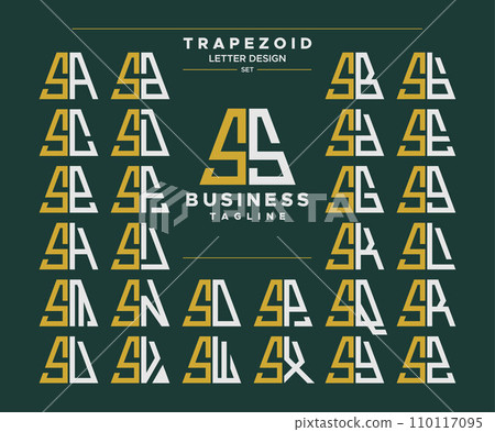 Set of geometric trapezoid shape letter S SS logo design 110117095