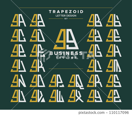 Set of geometric trapezoid shape lowercase letter G GG logo, number 9 99 design 110117096