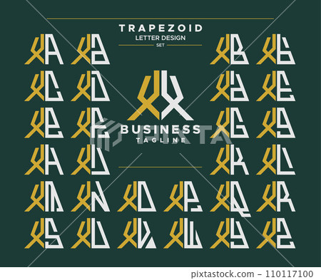 Set of geometric trapezoid shape letter X XX logo design Set of geometric trapezoid shape letter X XX logo design 110117100