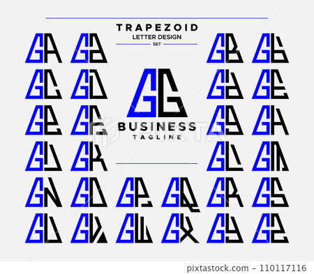 Modern line abstract trapezoid letter G GG logo design set 110117116