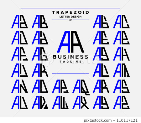 Modern line abstract trapezoid letter A AA logo design set 110117121
