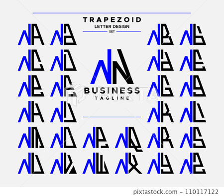 Modern line abstract trapezoid letter N NN logo design set 110117122