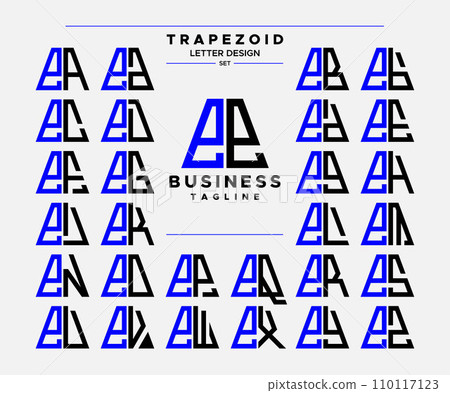 Modern line abstract trapezoid lowercase letter E EE logo design set Modern line abstract trapezoid lowercase letter E EE logo design set 110117123