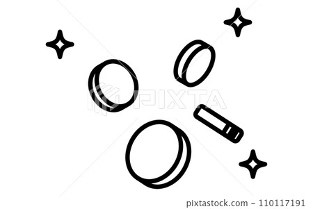 Raining coins icon, simple line drawing illustration 110117191