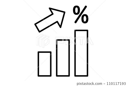 Icon showing increase in interest rate or yield, simple line drawing illustration 110117193
