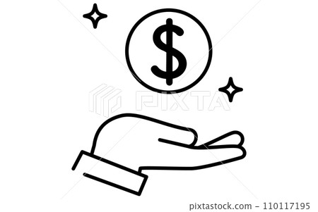 Foreign currency investment icon, simple line drawing illustration 110117195