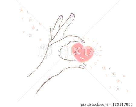 手指捏著心，表情平靜 110117993