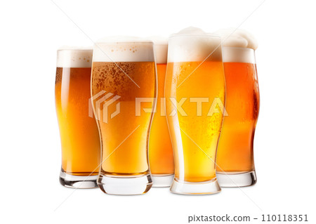 Set of Beer glasses on a white background. Mugs with drink like Ipa, Pale Ale, Pilsner, Porter or Stout Set of Beer glasses on a white background. Mugs with drink like Ipa, Pale Ale, Pilsner, Porter or Stout 110118351