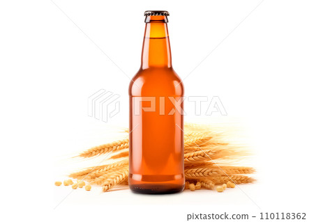 Beer bottle on a white background. Bottle with drink like Ipa, Pale Ale, Pilsner, Porter or Stout Beer bottle on a white background. Bottle with drink like Ipa, Pale Ale, Pilsner, Porter or Stout 110118362