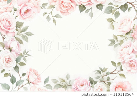 Rose frame watercolor style with gentle colors 110118564