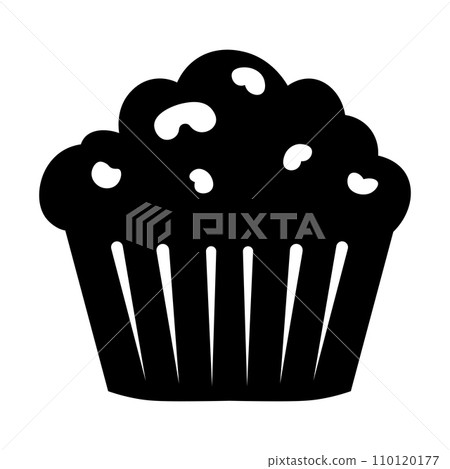 Muffin black vector icon on white background 110120177