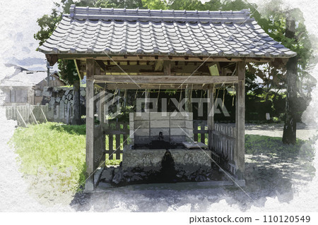 水彩畫風格小濱城遺址小濱神社長頭舍福井縣小濱市 110120549