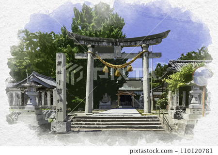 Watercolor style Obama Castle Ruins Obama Shrine Torii Gate Obama City, Fukui Prefecture Watercolor style Obama Castle Ruins Obama Shrine Torii Gate Obama City, Fukui Prefecture 110120781