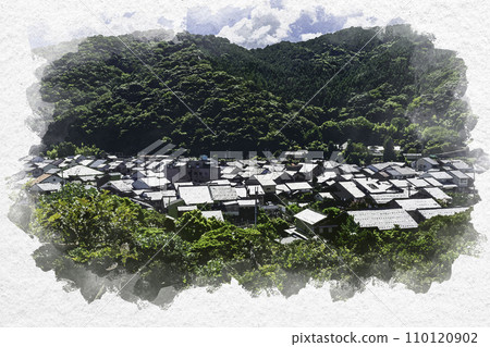 水彩風格小浜西組街景福井縣小浜市 水彩風格小浜西組街景福井縣小浜市 110120902