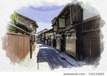 水彩風格小浜西組街景福井縣小浜市 水彩風格小浜西組街景福井縣小浜市 110120905