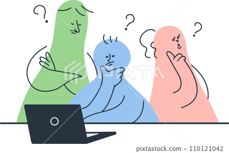 人們一邊看電腦一邊擔心 人們一邊看電腦一邊擔心 110121042