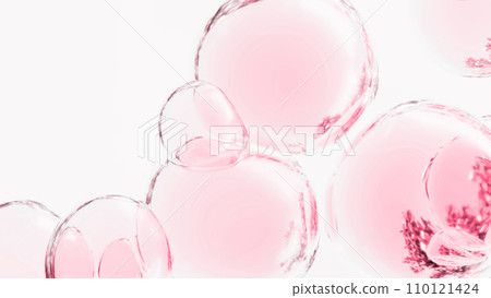 緊密堆積的粉紅色氣泡影像，透明 3D 渲染 110121424