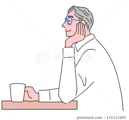 senior man drinking coffee 110121805