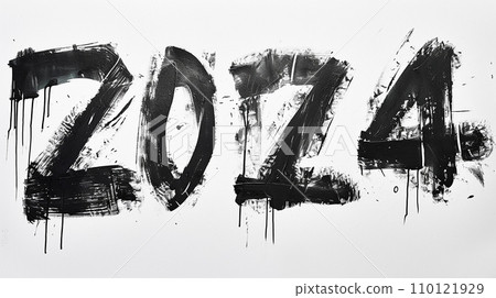 字母 2024 年油漆塗鴉新年賀卡手寫 字母 2024 年油漆塗鴉新年賀卡手寫 110121929
