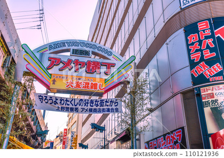Tokyo cityscape in Japan: Ameyoko is a busy area at the end of the year. A light of hope in the new year... = December 29, 2020 110121936